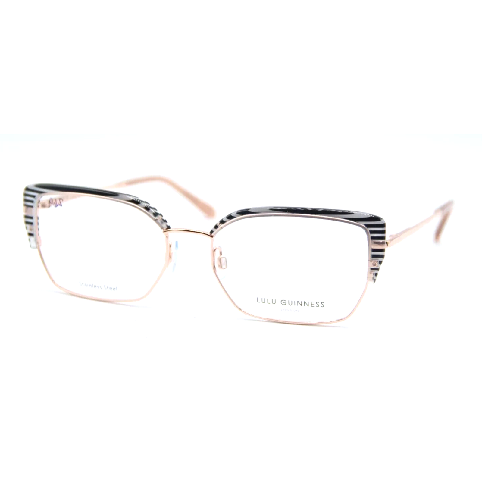 Lulu Guinness L224 Rgd Rose Gold Zebra Authentic Frames Eyeglasses 58-18